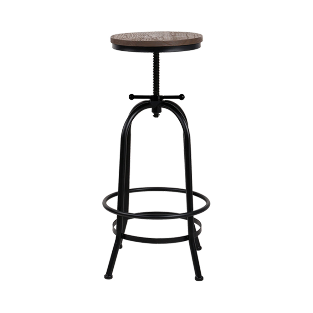Stool Haven Bar Stool Industrial Round Seat Wood Metal - Black and Brown