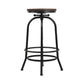 Stool Haven Bar Stool Industrial Round Seat Wood Metal - Black and Brown