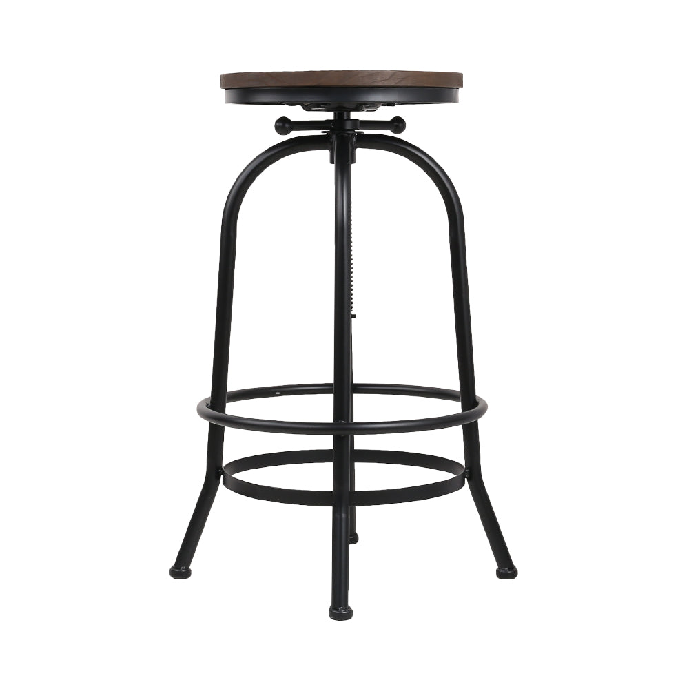 Stool Haven Bar Stool Industrial Round Seat Wood Metal - Black and Brown