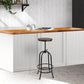 Stool Haven Bar Stool Industrial Round Seat Wood Metal - Black and Brown