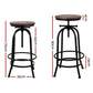 Stool Haven Set of 2 Bar Stool Industrial Round Seat Wood Metal - Black and Brown