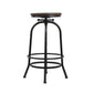 Stool Haven Set of 2 Bar Stool Industrial Round Seat Wood Metal - Black and Brown