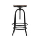Stool Haven Set of 2 Bar Stool Industrial Round Seat Wood Metal - Black and Brown