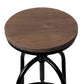 Stool Haven Set of 2 Bar Stool Industrial Round Seat Wood Metal - Black and Brown
