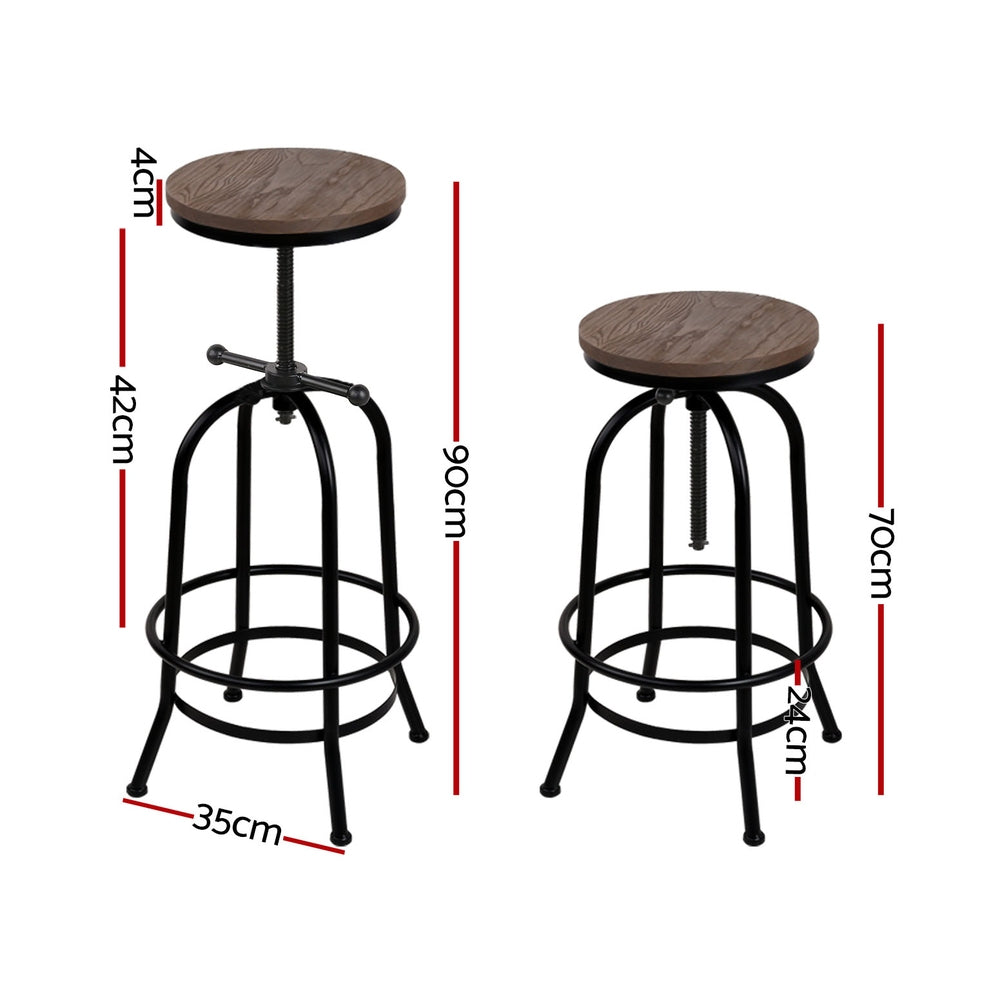 Stool Haven 4x Bar Stools Kitchen Dining Chairs Adjustable Wooden Vintage Stool
