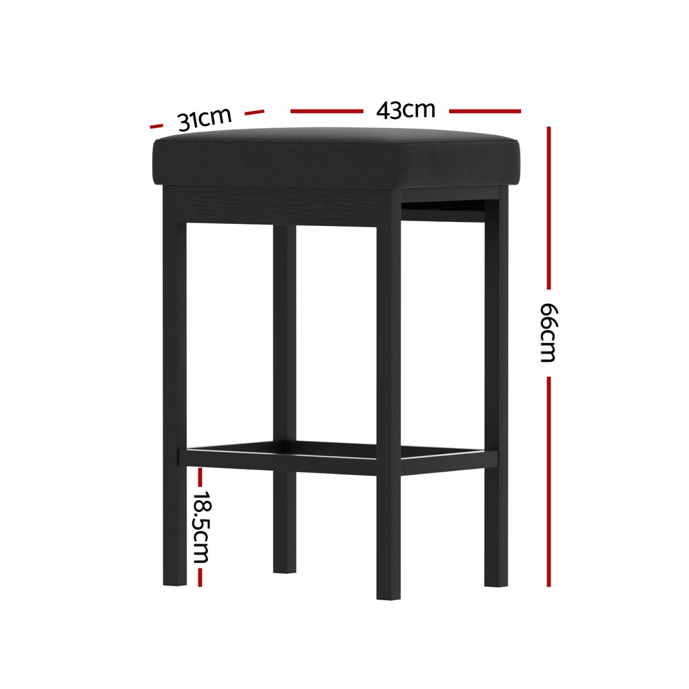 2x Stool Haven Metal Bar Stools PU Seat Dining Counter Chairs