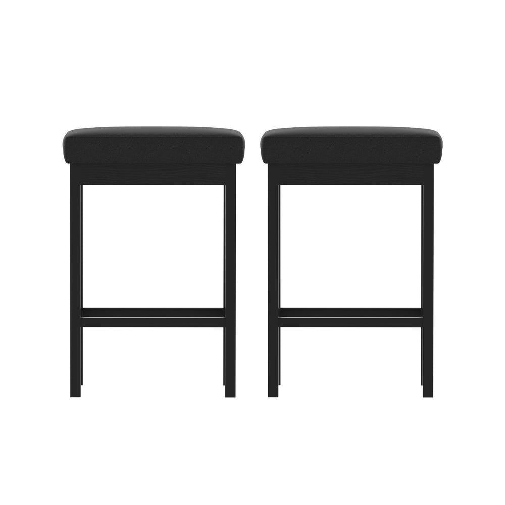 2x Stool Haven Metal Bar Stools PU Seat Dining Counter Chairs