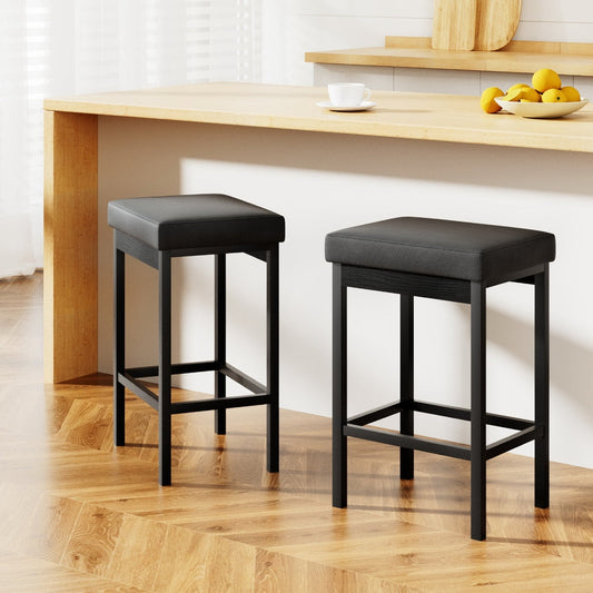 2x Stool Haven Metal Bar Stools PU Seat Dining Counter Chairs