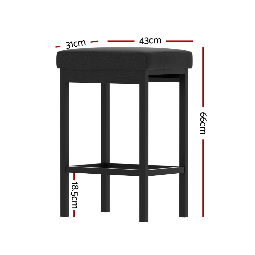 A Set of 4 Stool Haven Metal Bar Stools PU Seat Dining Counter Chairs