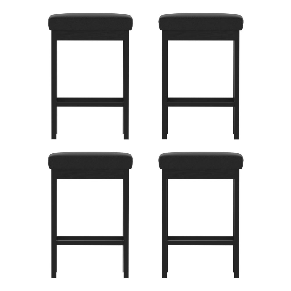 A Set of 4 Stool Haven Metal Bar Stools PU Seat Dining Counter Chairs