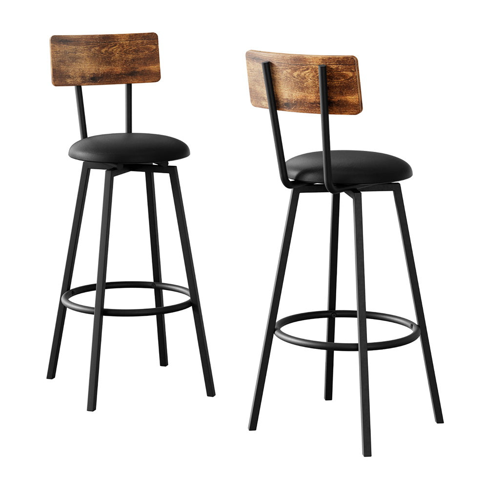Stool Haven 2X Industrial Bar Stools Upholstered Counter Chairs Steel Frame Anti-Scratch
