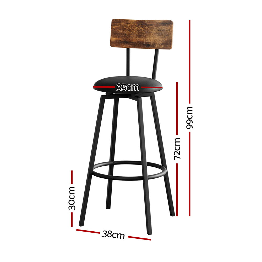 Stool Haven 2X Industrial Bar Stools Upholstered Counter Chairs Steel Frame Anti-Scratch