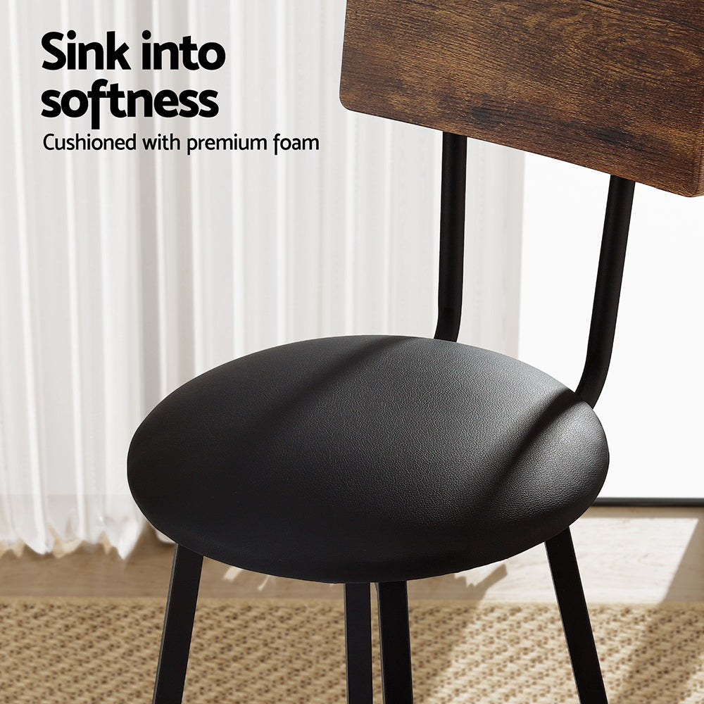 Stool Haven 2X Industrial Bar Stools Upholstered Counter Chairs Steel Frame Anti-Scratch