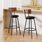 Stool Haven 2X Industrial Bar Stools Upholstered Counter Chairs Steel Frame Anti-Scratch