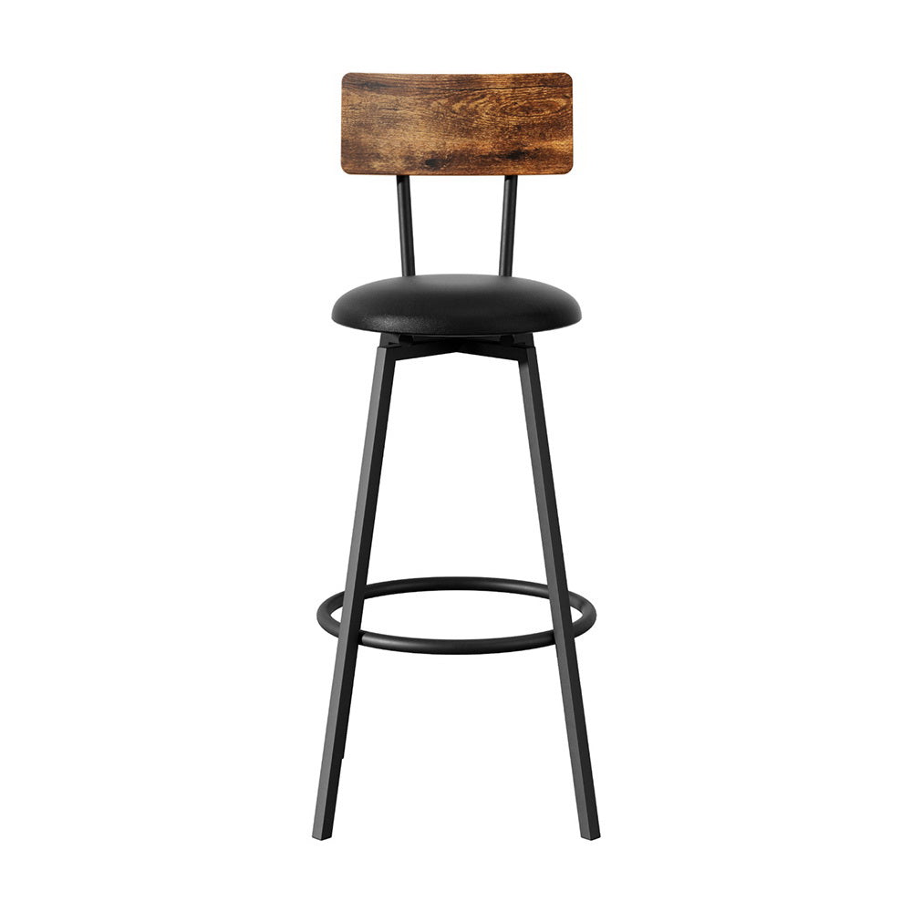 Stool Haven 4X Industrial Bar Stools Upholstered Counter Chairs Steel Frame Anti-Scratch