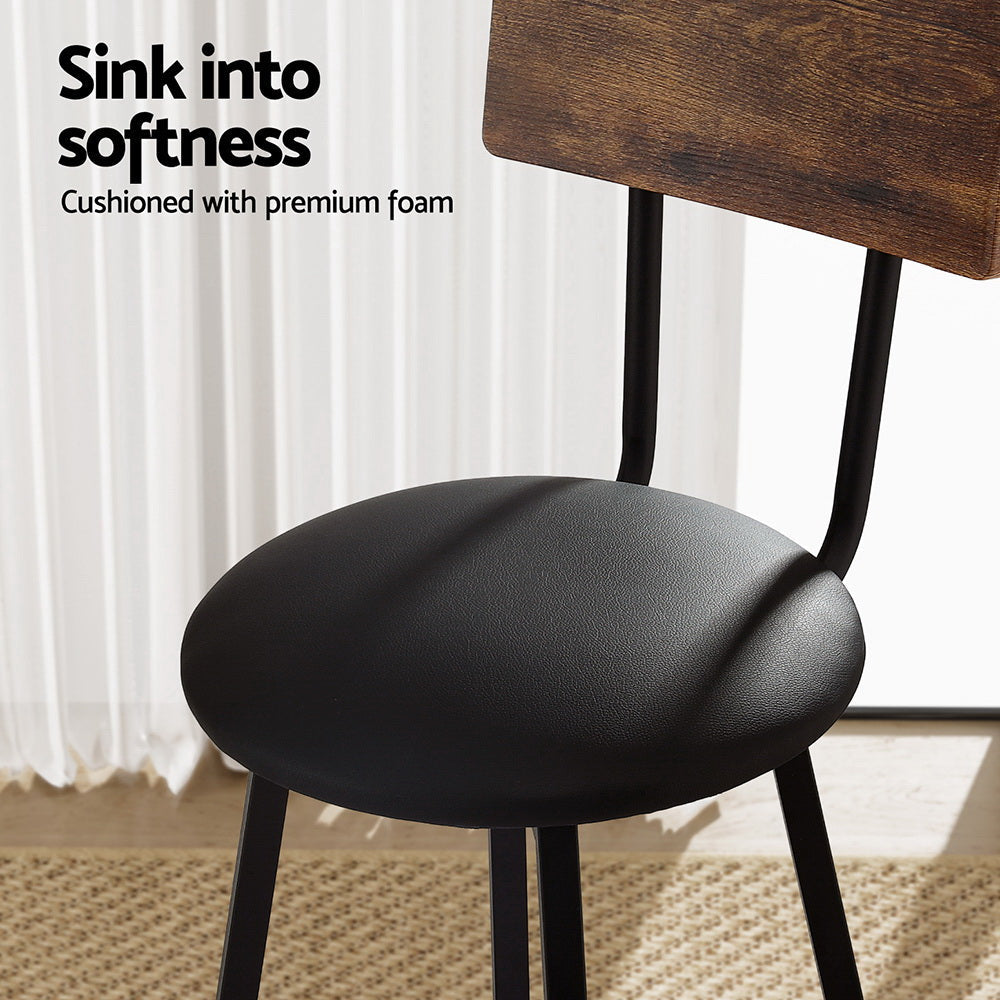 Stool Haven 4X Industrial Bar Stools Upholstered Counter Chairs Steel Frame Anti-Scratch
