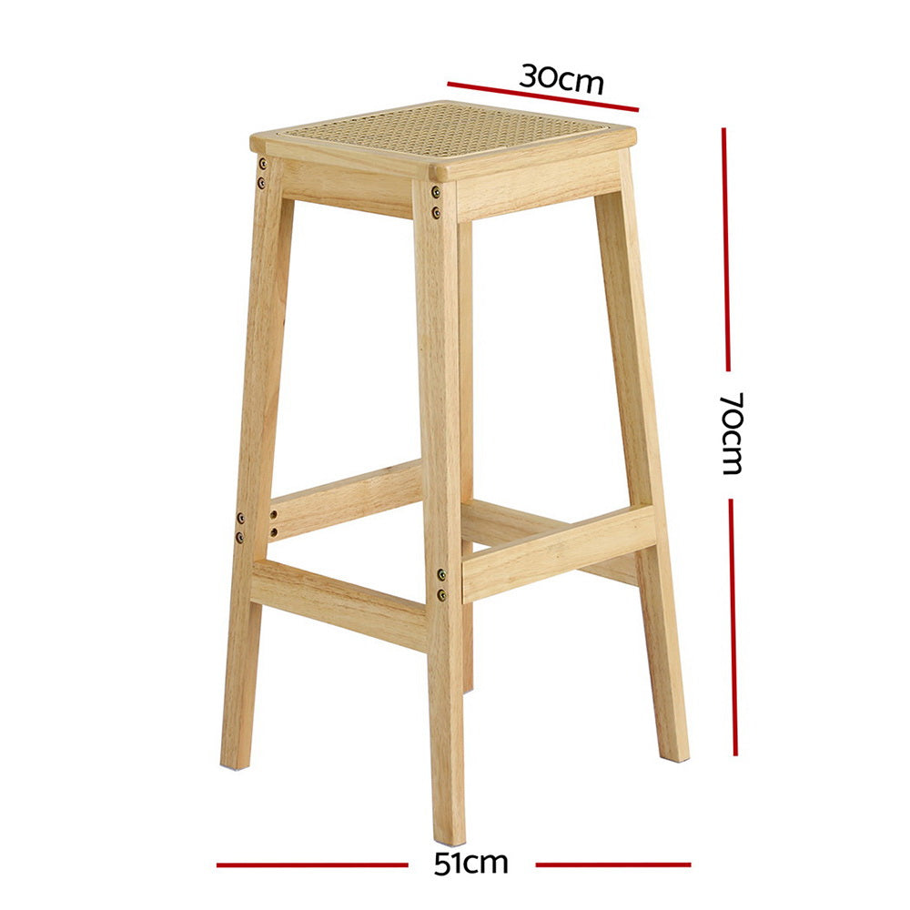 Stool Haven 4 x Bar Stools Rubber Wood & PVC Rattan