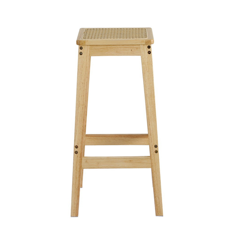 Stool Haven 4 x Bar Stools Rubber Wood & PVC Rattan