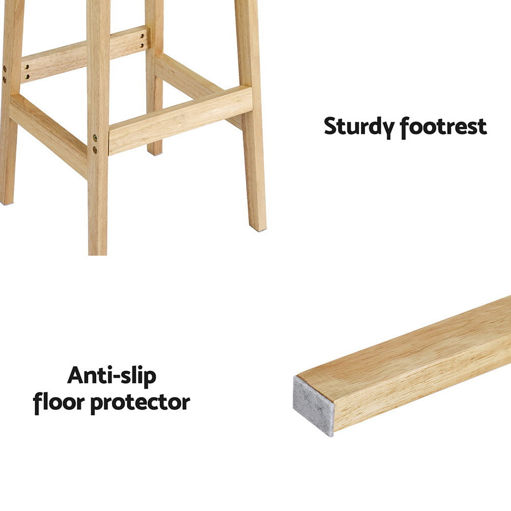 Stool Haven 4 x Bar Stools Rubber Wood & PVC Rattan