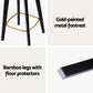 Stool Haven 4x Bar Stools Rattan Counter Kitchen Dining Chair Bamboo Saddle Black