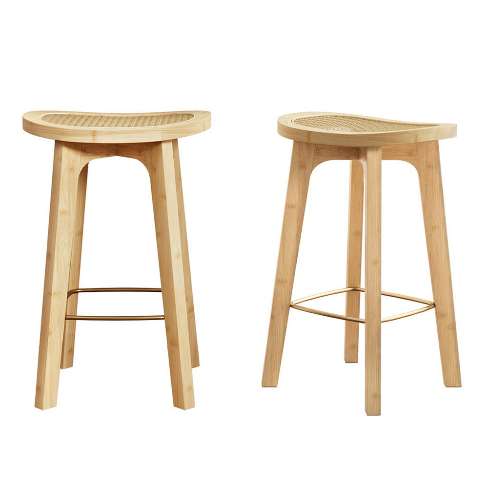 Stool Haven 2 x Bar Stools Bamboo & PVC Rattan