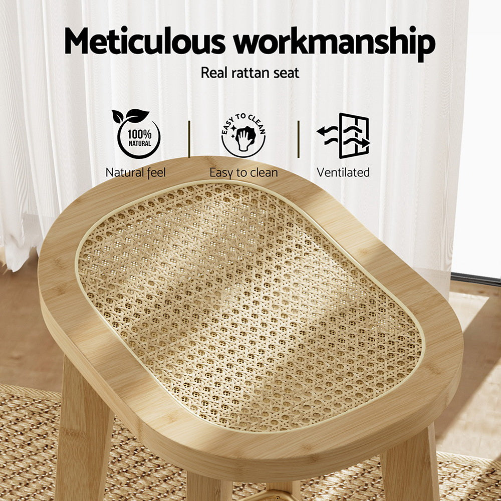 Stool Haven 2 x Bar Stools Bamboo & PVC Rattan