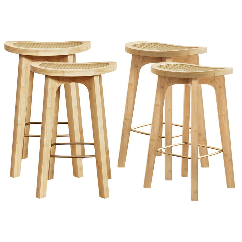 Stool Haven 4 x Bar Stools Bamboo & PVC Rattan