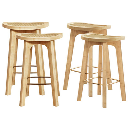 Stool Haven 4 x Bar Stools Bamboo & PVC Rattan