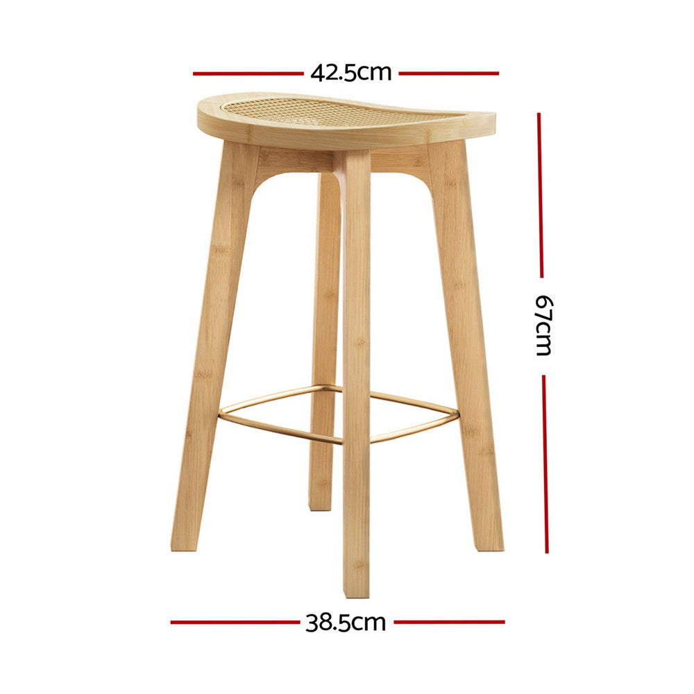 Stool Haven 4 x Bar Stools Bamboo & PVC Rattan