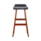 Stool Haven Set of 2 PU Leather Wood Wave Style Bar Stool - Black