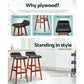 Stool Haven Set of 2 PU Leather Wood Wave Style Bar Stool - Black