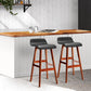 Stool Haven Set of 2 PU Leather Wood Wave Style Bar Stool - Black