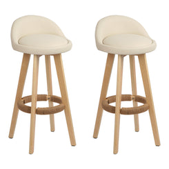 Stool Haven Set of 2 PU Leather Backrest Bar Stools - Beige