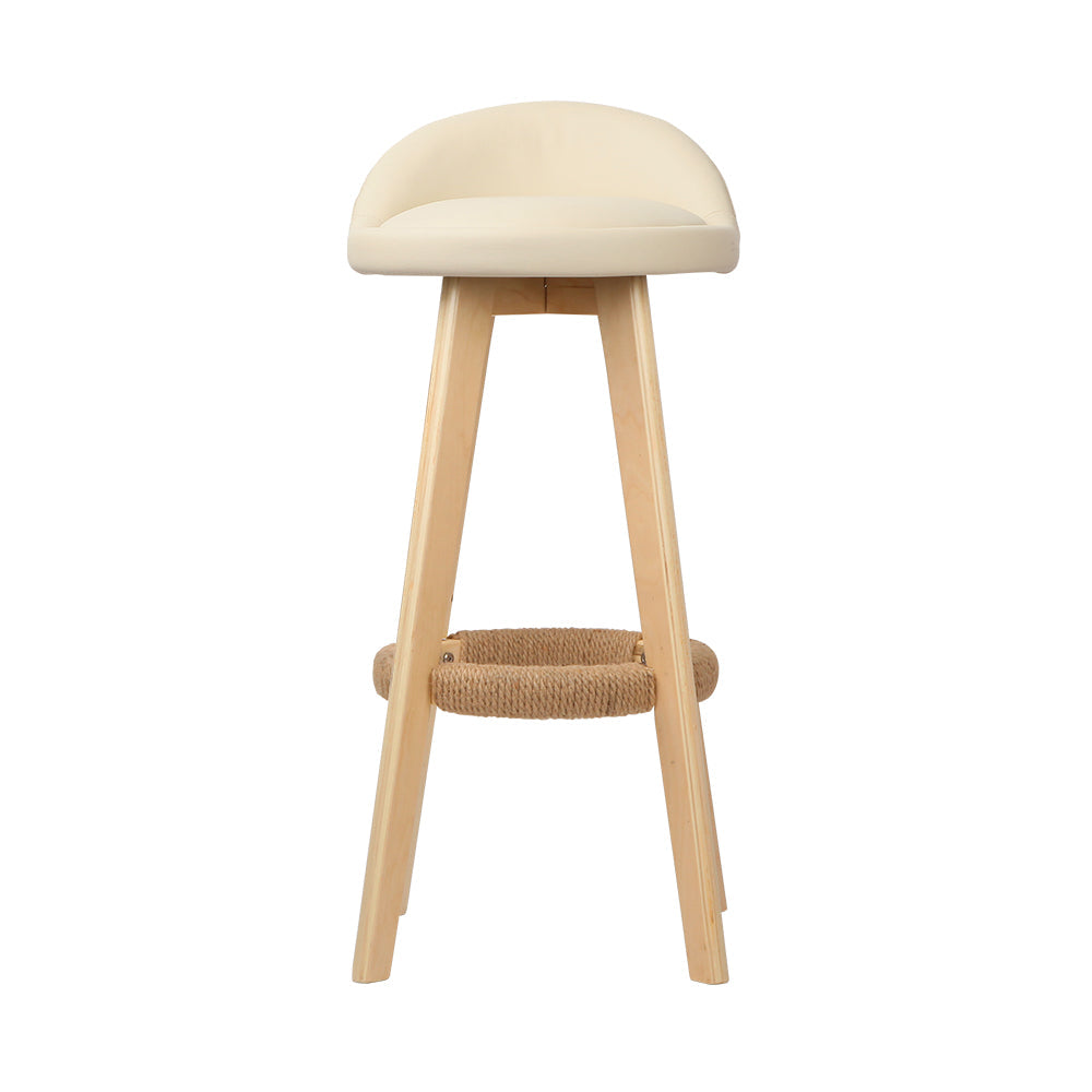 Stool Haven Set of 2 PU Leather Backrest Bar Stools - Beige