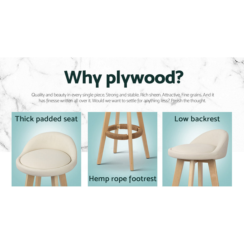 Stool Haven Set of 2 PU Leather Backrest Bar Stools - Beige