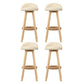 Stool Haven 4x Bar Stools Padded Leather Wooden Beige