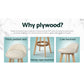 Stool Haven 4x Bar Stools Padded Leather Wooden Beige