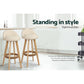 Stool Haven 4x Bar Stools Padded Leather Wooden Beige