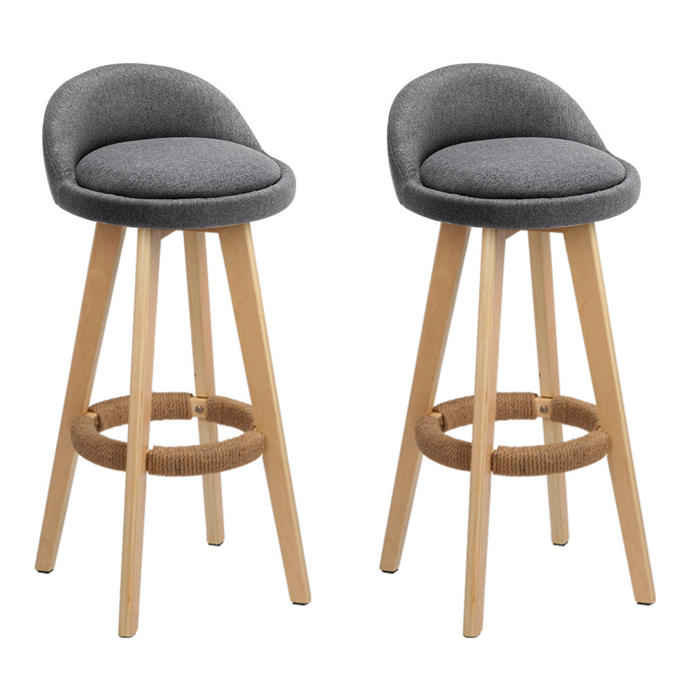 Stool Haven Set of 2 Fabric Backrest Bar Stools - Grey