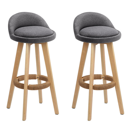 Stool Haven Set of 2 Fabric Backrest Bar Stools - Grey