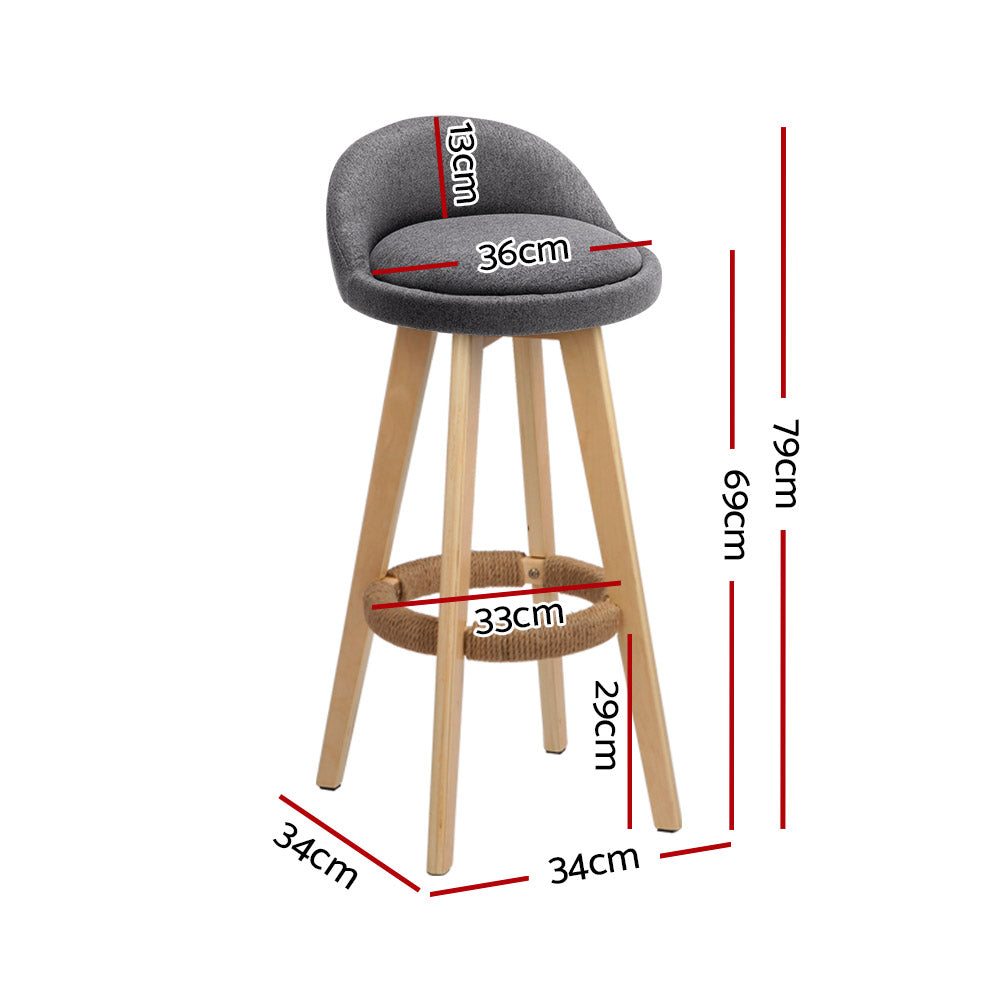 Stool Haven Set of 2 Fabric Backrest Bar Stools - Grey