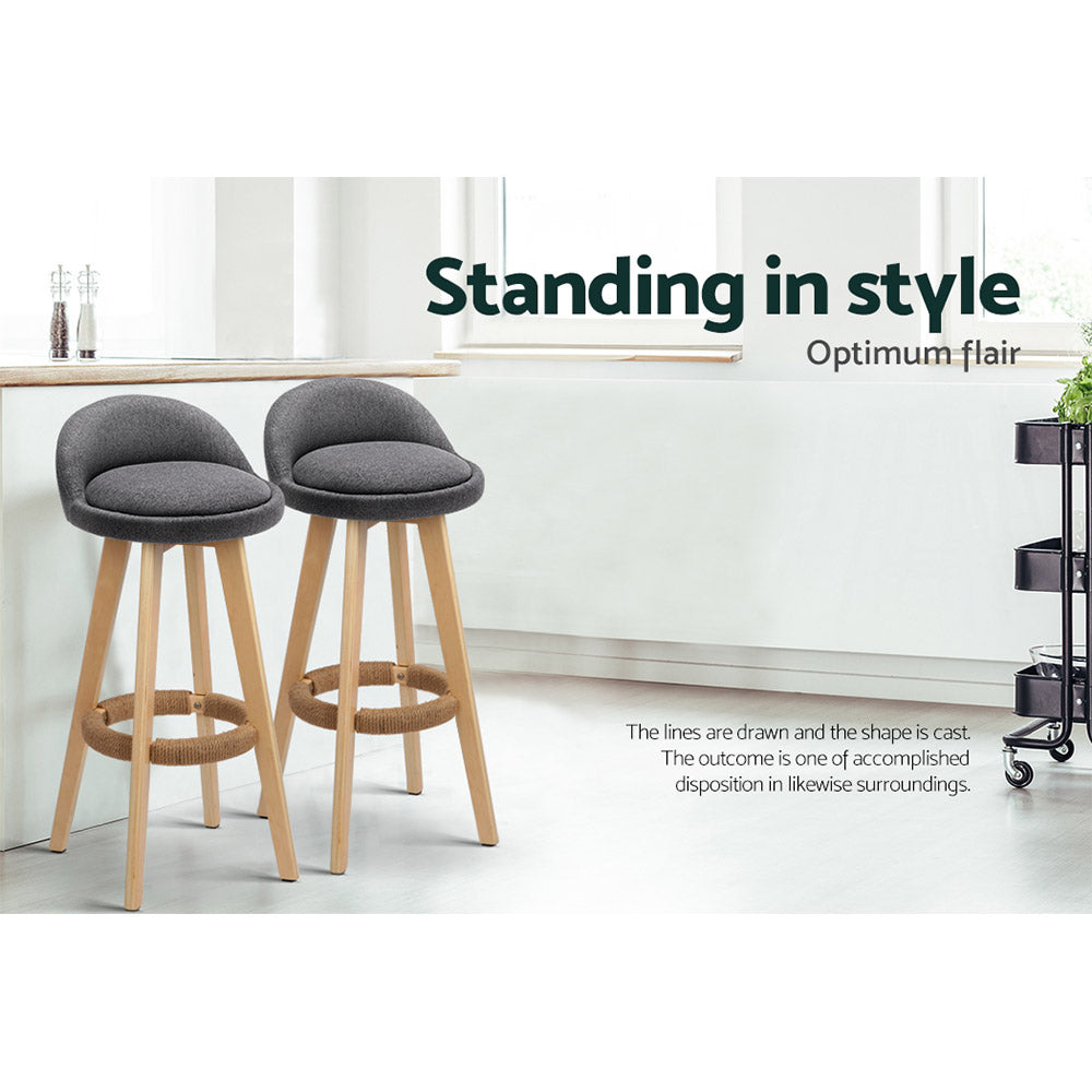 Stool Haven Set of 2 Fabric Backrest Bar Stools - Grey