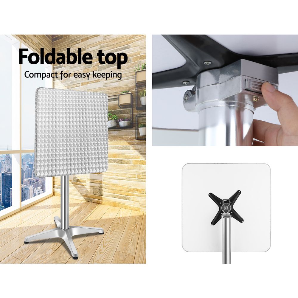 Gardeon Outdoor Bistro Bar Table & Adjustable Stools Adjustable - Metal / Square