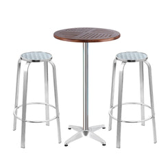 Gardeon Outdoor Bistro Bar Table & Adjustable Stools Adjustable - Wood