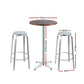 Gardeon Outdoor Bistro Bar Table & Adjustable Stools Adjustable - Wood