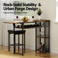 Stool Haven Industrial Bar Table with Wine Rack Built-in Cup Holder Extendable 140cm