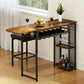 Stool Haven Industrial Bar Table with Wine Rack Built-in Cup Holder Extendable 140cm