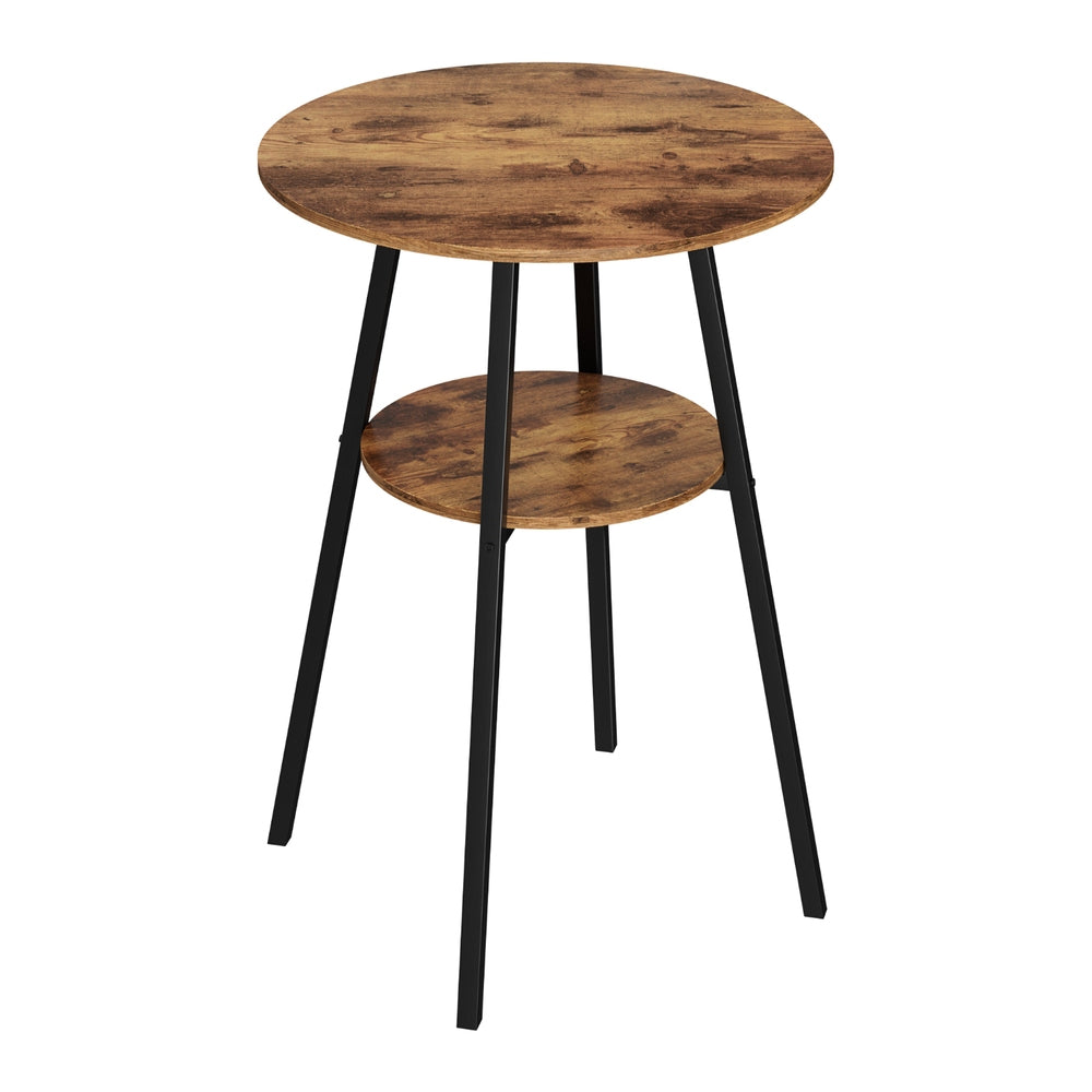 Stool Haven Industrial Bar Table with 2-Tier Organizer Weather-Resistant MDF Top Steel Frame