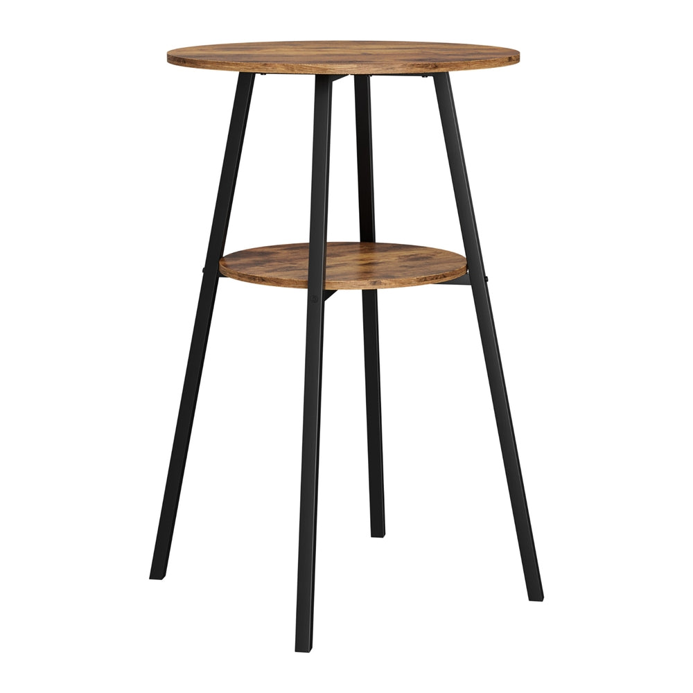 Stool Haven Industrial Bar Table with 2-Tier Organizer Weather-Resistant MDF Top Steel Frame