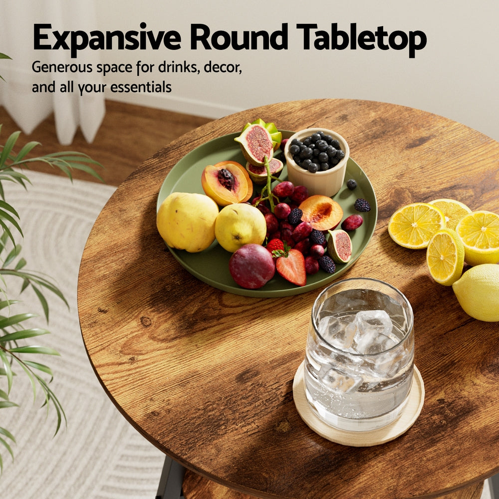 Stool Haven Industrial Bar Table with 2-Tier Organizer Weather-Resistant MDF Top Steel Frame
